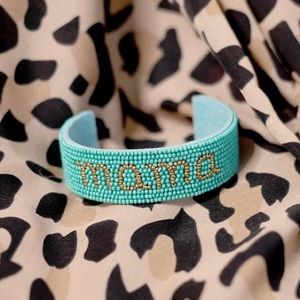 New Beaded Cuff Mama Bracelet in Mint Adjustable Gift